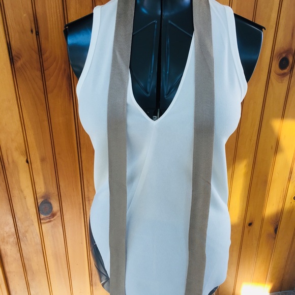 Zara white beige hi low asymmetrical tunic top - Picture 7 of 7